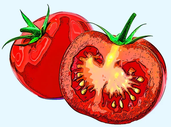 Tomatoes Sign Illustration Pop Art Background Icon Color Spots — Stockfoto