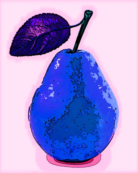 カラースポット付きの梨の看板イラストポップアートの背景アイコン — ストック写真