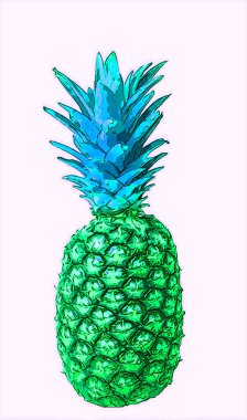 Ananas işareti illüstrasyon renk lekeli pop-art arkaplan simgesi