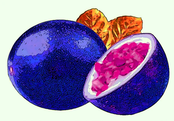 Passion Fruits Sign Illustration Pop Art Background Icon Color Spots — стоковое фото