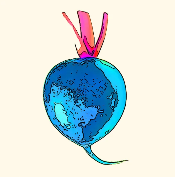 Rettich Zeichen Illustration Pop Art Hintergrund Symbol Mit Farbflecken — Stockfoto