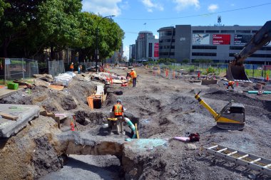 MONTREAL QUEBEC CANADA 07 30 2020: Great Montreal construction sites re-open after the shutdown for the Epidemic pandemic covid-19 people containment governement rule