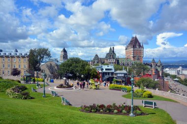 QUEBEC CITY CANADA 07 09 18: Chateau Frontenac is a grand hotel. It was designated a National Historic Site of Canada in 1980, generally recognized as the most photographed hotel in the world