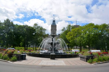 QUEBEC CITY CANADA 08 20 2020: In front of the Parliament Building, Fontaine de Tourny spent over a century in France before becoming a Qubec City landmark.