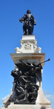 QUEBEC CITY CANADA 08 23 20: Samuel de Champlain statue as 