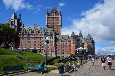 QUEBEC CITY CANADA 07 09 18: Chateau Frontenac is a grand hotel. It was designated a National Historic Site of Canada in 1980, generally recognized as the most photographed hotel in the world