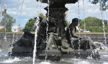 QUEBEC CITY CANADA 08 20 2020: In front of the Parliament Building, Fontaine de Tourny spent over a century in France before becoming a Qubec City landmark.