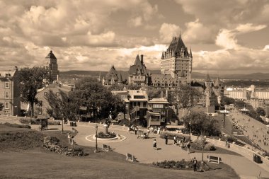 QUEBEC CITY CANADA 07 09 18: Chateau Frontenac is a grand hotel. It was designated a National Historic Site of Canada in 1980, generally recognized as the most photographed hotel in the world