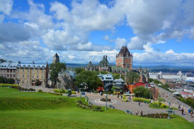 QUEBEC CITY CANADA 07 09 18: Chateau Frontenac is a grand hotel. It was designated a National Historic Site of Canada in 1980, generally recognized as the most photographed hotel in the world