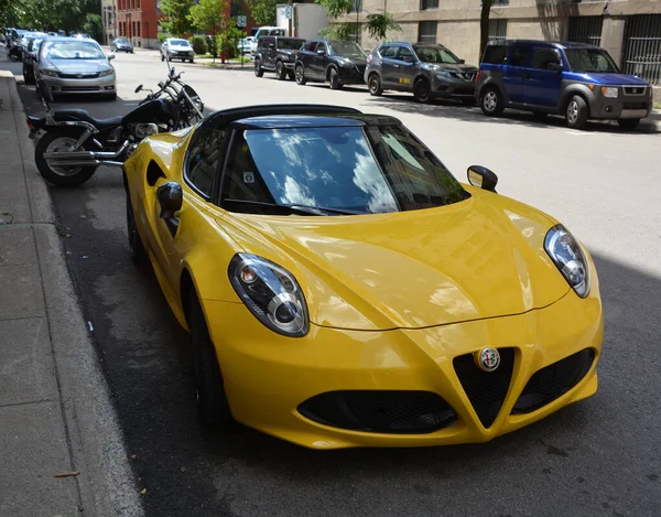 MONTREAL QUEBEC CANADA 07 30 2020: Alfa Romeo Automobiles is an Italian car manufacturer, founded as A.L.F.A. on 24 06 1910, in Milan. The brand is known for sporty vehicles in car racing since 1911.