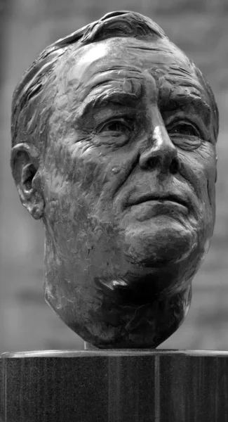 QUEBEC CITY QUEBEC CANADA 08 23 2020: Monument commemorating the visit of British Prime Minister Winston Churchill and American President Franklin D. Roosevelt marks a turning point in history.