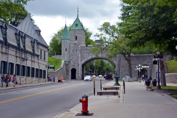 QUEBEC CITY QUEBEC CANADA 08 20 2020: Porte Saint -louis gate Quebec City is a UNESCO World Heritage Site that was selected due to its historical significance as a European settlement in the Americas.