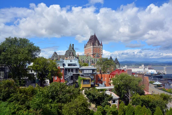 QUEBEC CITY CANADA 07 09 18: Chateau Frontenac is a grand hotel. It was designated a National Historic Site of Canada in 1980, generally recognized as the most photographed hotel in the world