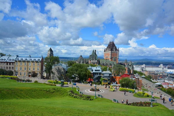 Quebec City Canada Chateau Frontenac Grand Hotel Designated National Historic — стоковое фото