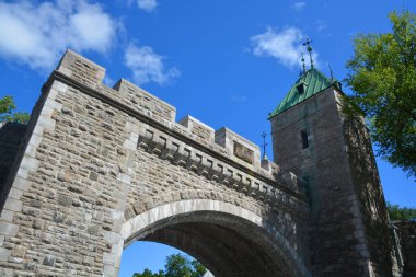 QUEBEC CITY QUEBEC CANADA 08 23 2020: Porte Saint -louis gate Quebec City is a UNESCO World Heritage Site that was selected due to its historical significance as a European settlement in the Americas.