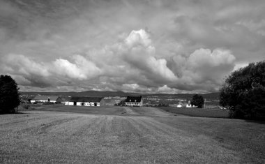 ILE D'ORLEAN QUEBEC 08 25 20: Typical canadian house Ile dOrleans Seigneury National Historic Site of Canada and includes all surviving built, landscape & archaeological resources from the seigneury 