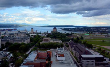 QUEBEC CITY QUEBEC CANADA 08 23 08 2020: Bird eyes view of Quebec provincial capital city