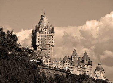 Fairmont Le Chteau Frontenac, Quebec, Canada, illustration background with color spots