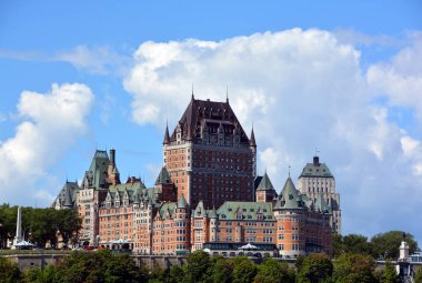 Fairmont Le Chteau Frontenac, Quebec, Canada, illustration background with color spots