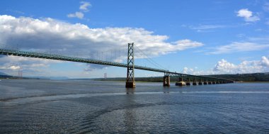 QUEBEC CANADA 08 24 2020: Ile d'orlean bridge, boundary between the borough of Beauport, and Boischatel