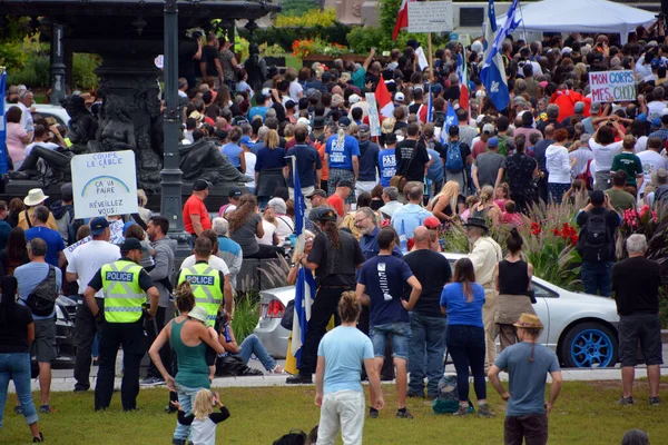 Quebec City Quebec Canada 2020 Thousands Protest Quebec Mask Regulations — Stockfoto