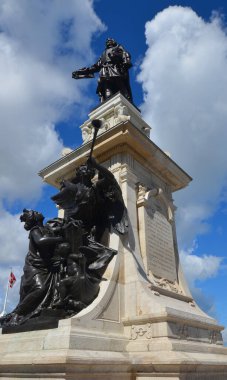 QUEBEC CITY CANADA 08 23 20: Samuel de Champlain statue as 