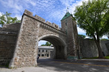 QUEBEC CITY QUEBEC CANADA 08 23 2020: Porte Saint -louis gate Quebec City is a UNESCO World Heritage Site that was selected due to its historical significance as a European settlement in the Americas.