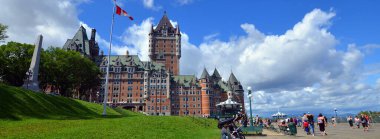 QUEBEC CITY CANADA 08 19 20: Chateau Frontenac is a grand hotel. It was designated a National Historic Site of Canada in 1980, generally recognized as the most photographed hotel in the world