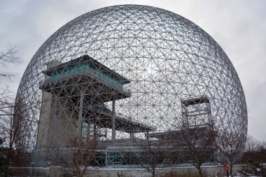 MONTREAL-CANADA 01 26 2022: Biosphere is a museum in Montreal dedicated to the environment. Located at Parc Jean-Drapeau in the former pavilion of the United States for the 1967 World Fair, Expo 67.