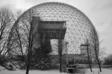 MONTREAL-CANADA 01 26 2022: Biosphere is a museum in Montreal dedicated to the environment. Located at Parc Jean-Drapeau in the former pavilion of the United States for the 1967 World Fair, Expo 67.
