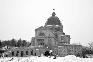 MONTREAL QUEBEC CANADA 02 17 2021: shot of Montreal city after snow blizzard on winter