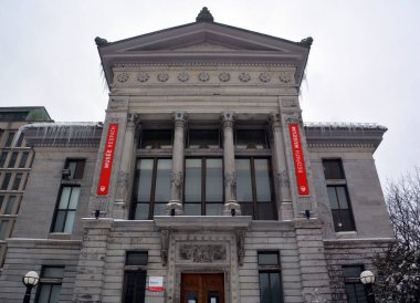 MONTREAL QUEBEC CANADA 02 17 2021: shot of Montreal city after snow blizzard on winter