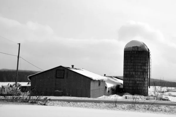 Abandoned House Field Winter — Stock Photo, Image