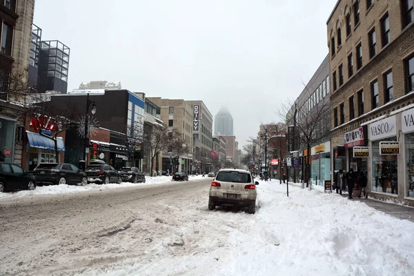 Montreal Quebec Canada 2021 Shot Montreal City Snow Blizzard Winter — Stock Photo, Image