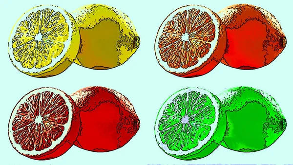 Lemon Fruit Illustration Pop Art Background Icon Color Spots — 스톡 사진