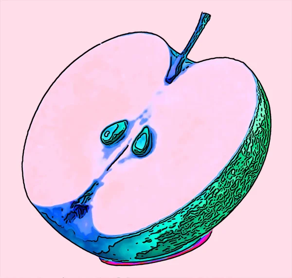 Apple Znak Ilustracja Pop Art Tło Ikona Kolorowe Plamy — Zdjęcie stockowe