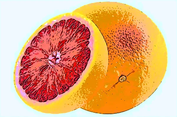 Грейпфрутовий Знак Ілюстрація Поп Арт Значок Тла Кольоровими Плямами — стокове фото