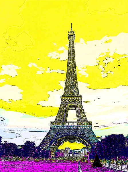 Eiffel Tower Paris France Illustration Background Color Spots — стокове фото