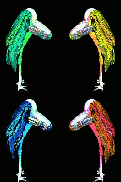 Pelican Illustration Pop Art Background Color Spots — стоковое фото