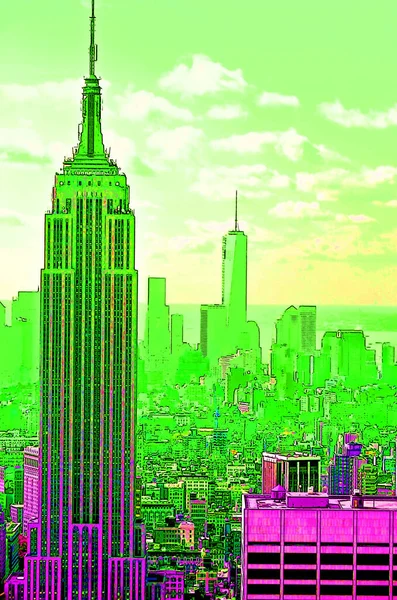 Empire State Building Illustration Pop Art Background Color Spots — Stockfoto