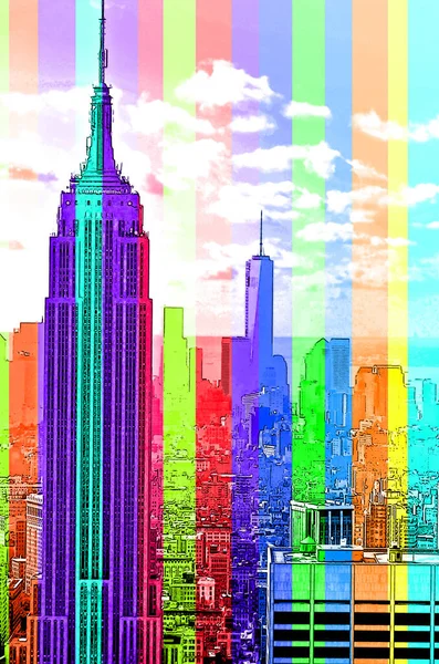 Empire State Building Illustration Pop Art Background Color Spots — Stockfoto