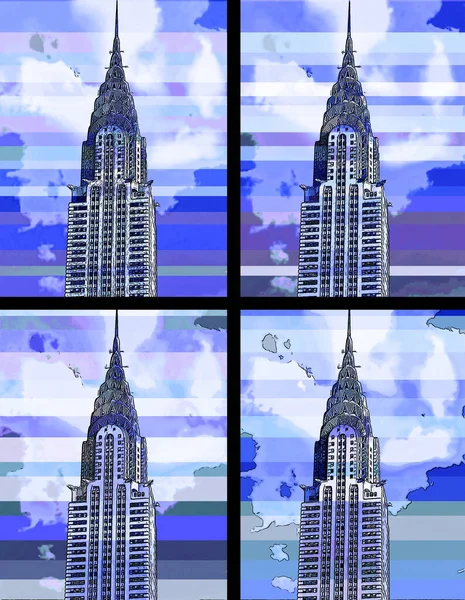 Chrysler Building Illustration Pop Art Background Color Spots — 图库照片