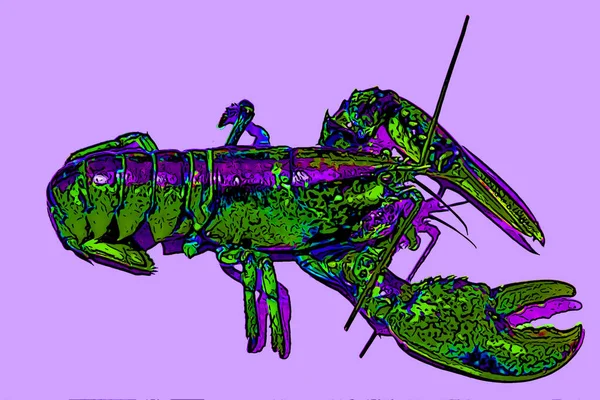 Lobster Gamberi Segno Illustrazione Pop Art Icona Sfondo Con Macchie — Foto Stock