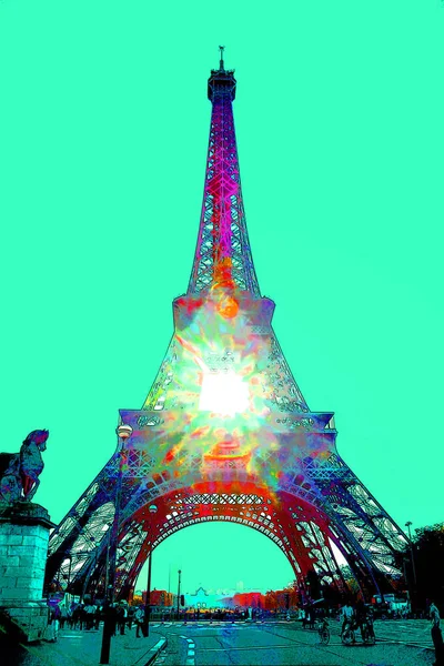 Eiffel Tower Paris France Illustration Background Color Spots — Stockfoto