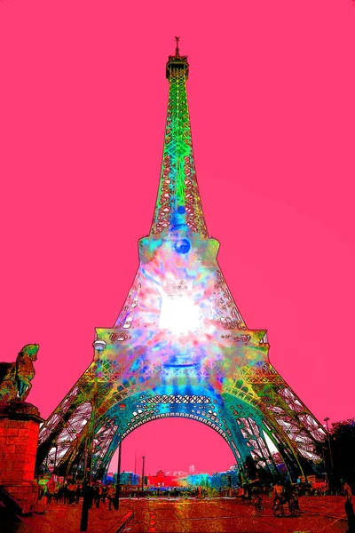 Eiffel Tower Paris France Illustration Background Color Spots — Stock Photo, Image