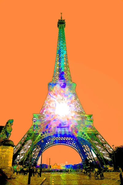 Eiffel Tower Paris France Illustration Background Color Spots — стокове фото