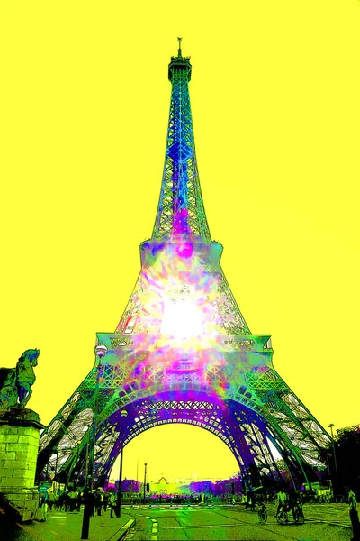 Ейфелева Вежа Париж Франція Зображає Фон Кольоровими Плямами — стокове фото