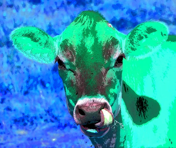 Cow Illustration Pop Art Background —  Fotos de Stock
