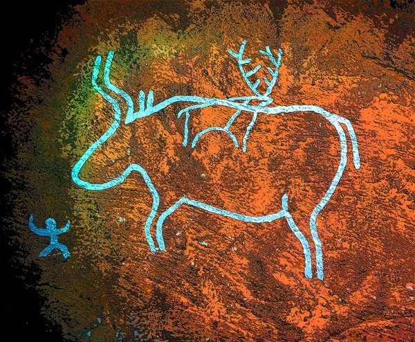 Cave Paintings Illustration Pop Art Background Color Spots — 스톡 사진