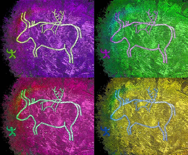 Cave Paintings Illustration Pop Art Background Color Spots — Stockfoto